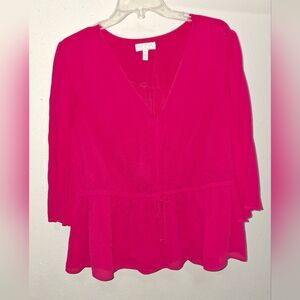 Sofia by Sofia Vergara Hot Pink V-Neck Blouse XXL
